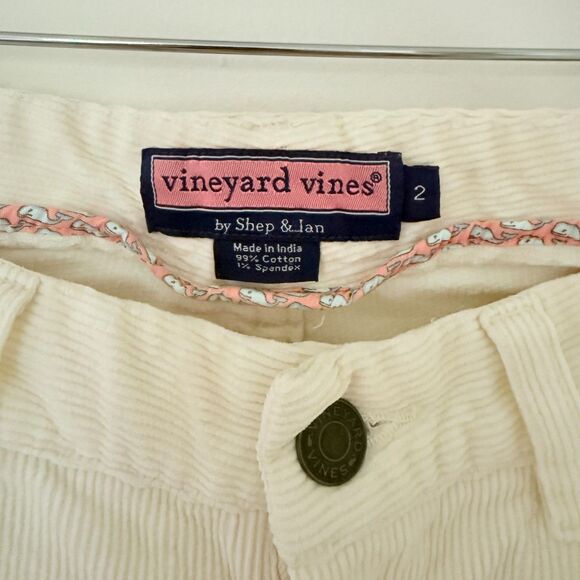 Vineyard Vines Cream Corduroy Straight Leg Soft Texture Neutral Casual Pants 2 - Picture 4 of 6